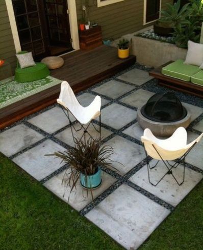 oversized pavers are a quick fix for a fire pit locale on surroundedbypretty.com 